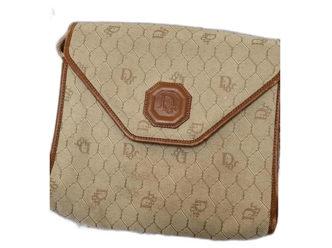 Vintage Christian Dior honeycomb crossbody bag Beige Cloth  ref.1169189