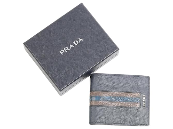 Saffiano PRADA  Small bags, wallets & cases   Leather Navy blue  ref.1169302