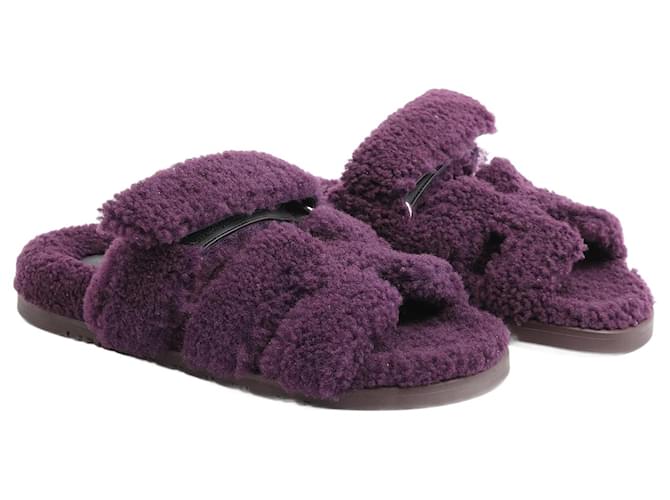 Hermès HERMES  Sandals EU 37 Fur Purple  ref.1169308