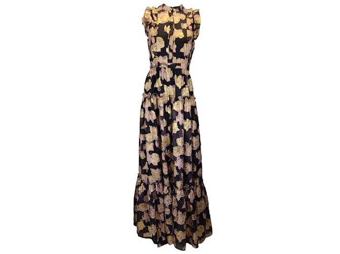 Autre Marque Erdem black / Gold Lurex Rose Filcoupe Ava Gown Multiple colors Polyester  ref.1169322