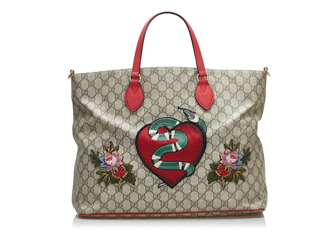 Bolso satchel suave Gucci GG Supreme Courrier marrón Castaño Cuero  ref.1169341