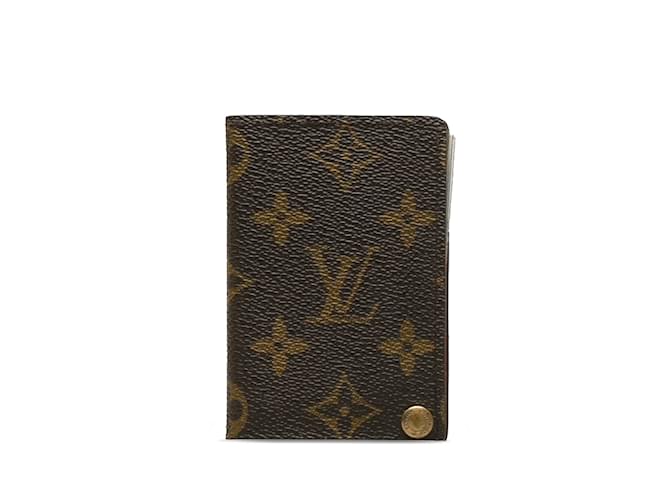 Brown Louis Vuitton Monogram Porte-Cartes Credit Pression Card Holder Cloth  ref.1169352