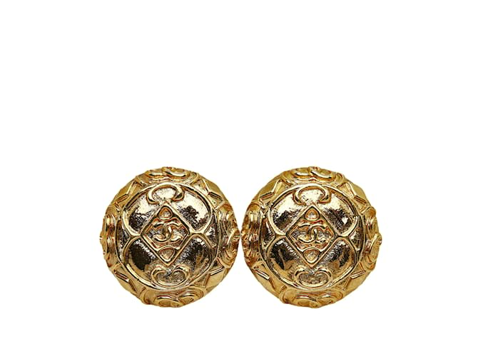Gold Chanel CC Clip On Earrings Golden Gold-plated  ref.1169391