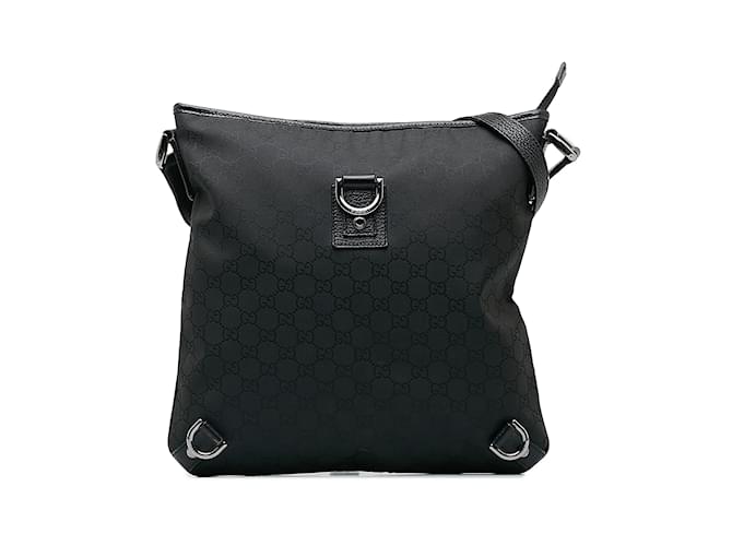 Black Gucci GG Canvas Abbey D-Ring Crossbody Bag Leather  ref.1169422