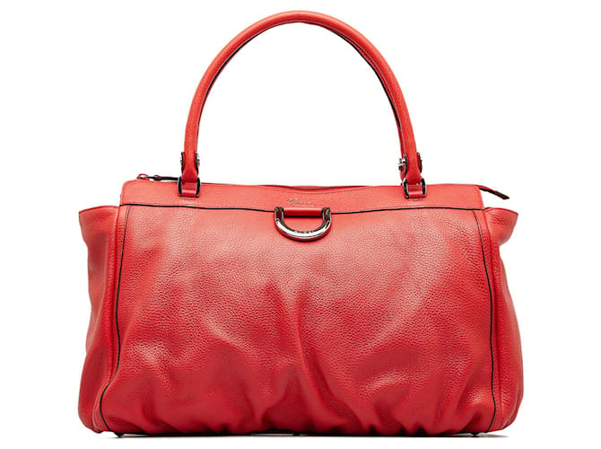 Rote Gucci Abbey D-Ring Leder-Einkaufstasche  ref.1169426