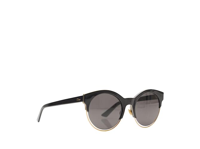 Óculos de sol redondos Dior pretos  ref.1169428