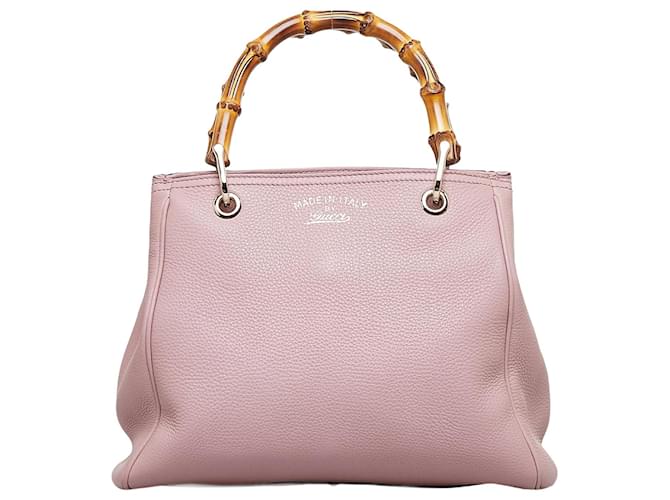 Pink Gucci Bamboo Shopper Satchel Leather  ref.1169441