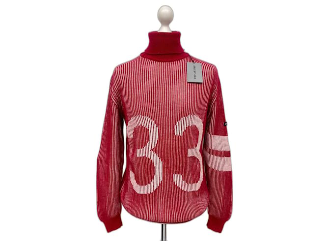 Balenciaga Turtleneck sweater White Red Cashmere  ref.1169470