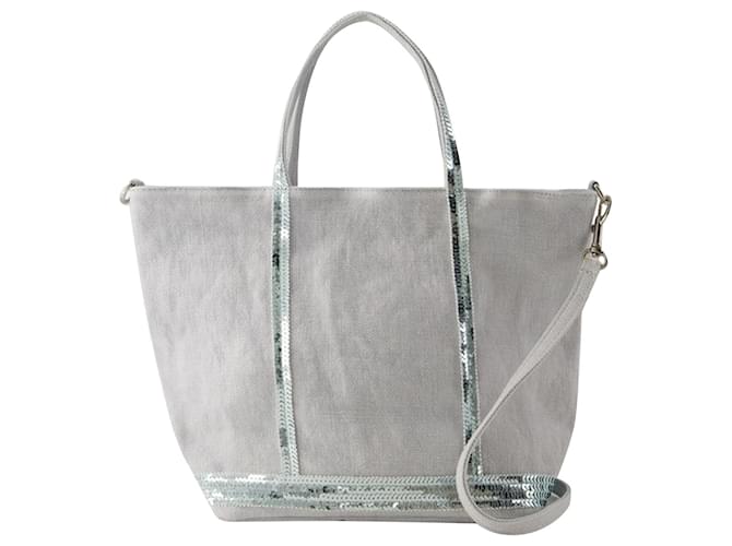 Cabas S Shopper Bag - Vanessa Bruno - Linen - Grey Blue  ref.1169693