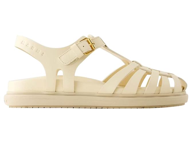 Calzature Sandals - Marni - Leather - White Pony-style calfskin  ref.1169697