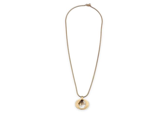 Christian Dior Collier logo à breloques pendantes en métal doré  ref.1169760