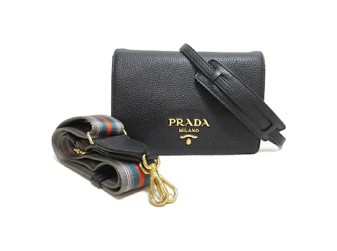 Prada Vitello Daino Crossbody Bag 1BD102 Black Leather Pony-style calfskin  ref.1169807