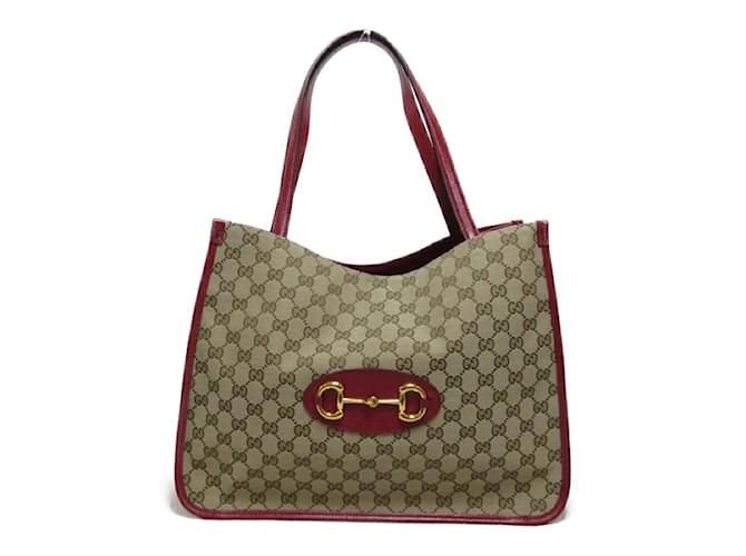 Borsa tote Gucci GG Canvas Horsebit Borsa in tela 623694 in ottime condizioni Marrone  ref.1169813