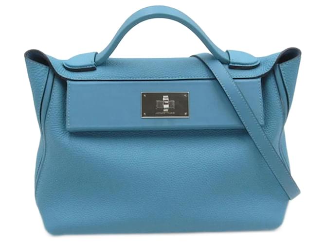Hermès togo 24/24 - 29 bag Blue Leather Pony-style calfskin  ref.1169831