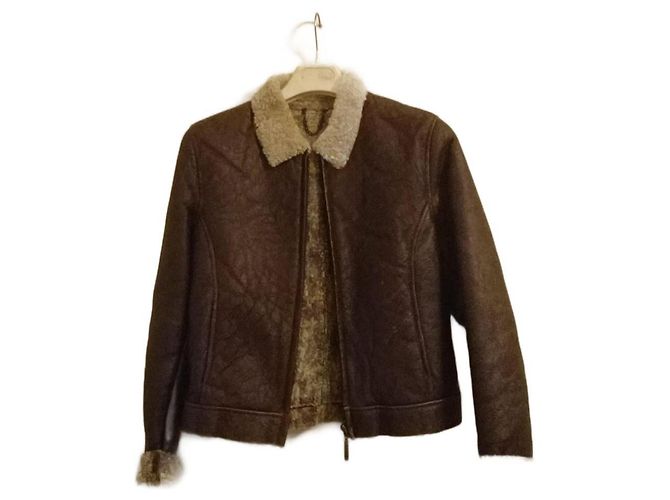 Autre Marque Chevignon Shearling Lambskin Jacket Brown
