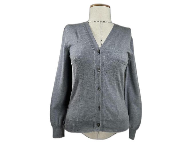 Miu Miu Strickjacke aus Wolle grau