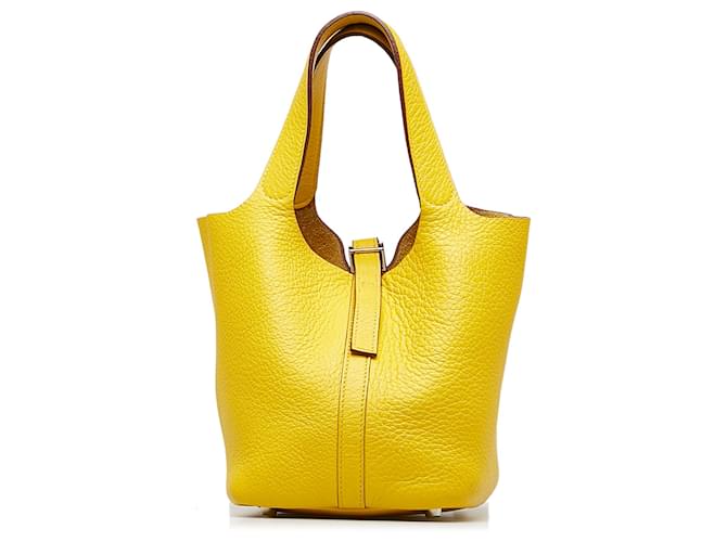 Hermès Hermes Yellow Taurillon Clemence Picotin Lock 18 Leather Pony-style calfskin  ref.1169966