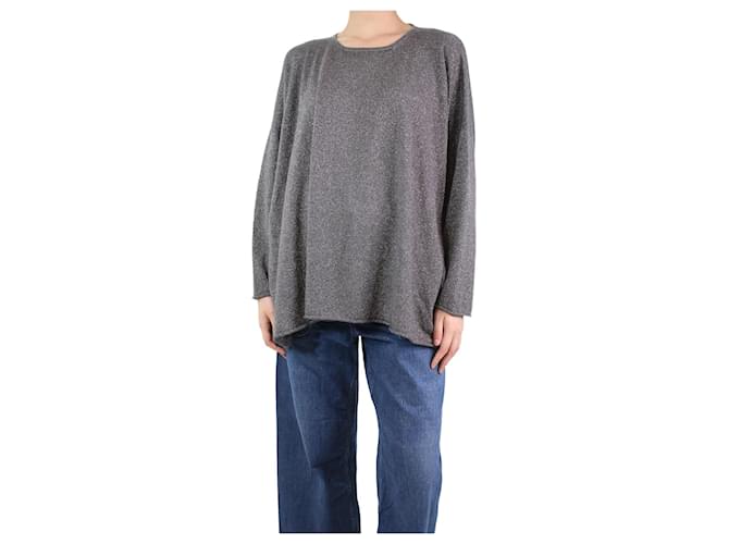 Autre Marque Dark grey oversized lurex sweater - One Size Cashmere  ref.1170045