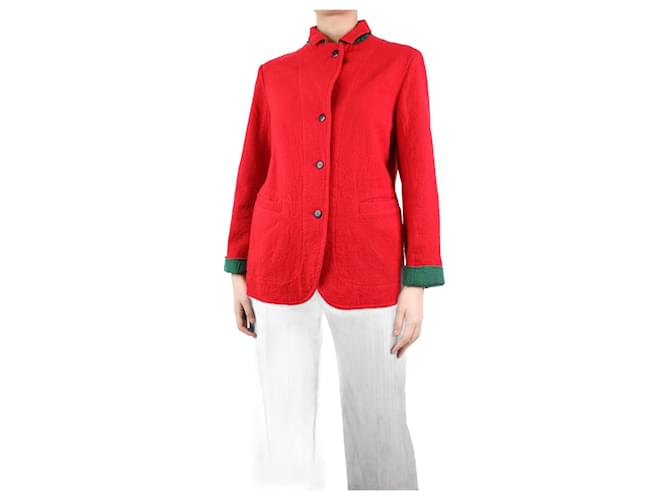 Autre Marque Red boucle jacket - size UK 8 Wool  ref.1170048