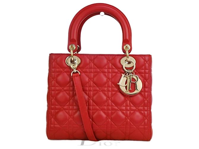 Dior Lady Dior Red Leather  ref.1170056