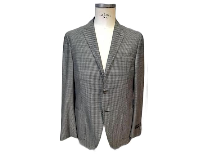 Corneliani Blazers Jackets Black Grey Cotton Wool  ref.1170061