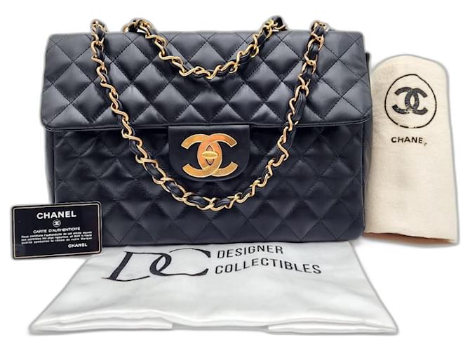 Timeless Chanel Classic Maxi XL Crossbody Shoulder Bag Black Leather  ref.1170068