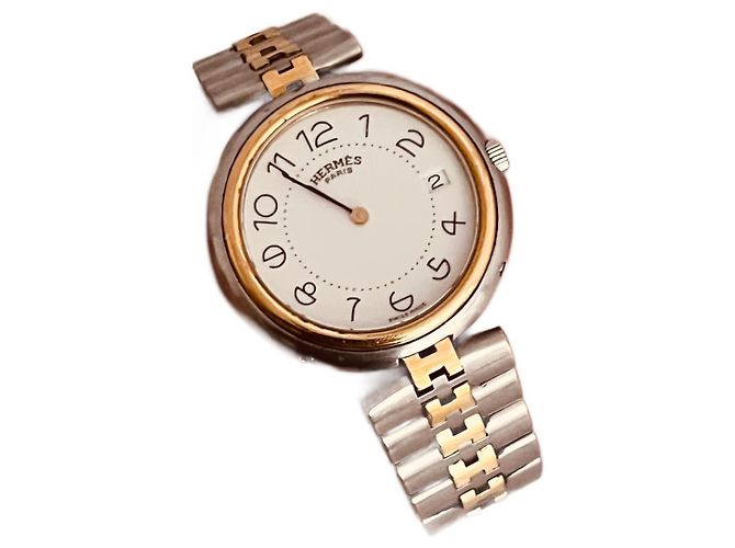 Relógio Hermès Profile GM em aço e banhado a ouro branco