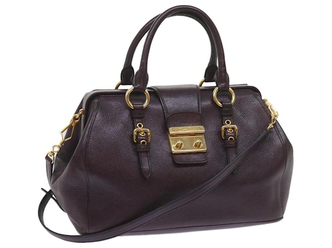 Miu Miu Madras Hand Bag Leather 2way Purple Auth yk9615  ref.1170293