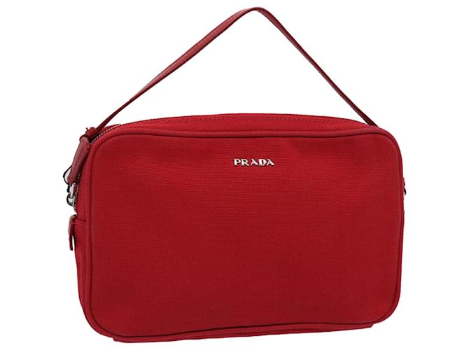 PRADA Accessory Pouch Canvas Red Auth ki3861 Cloth  ref.1170317