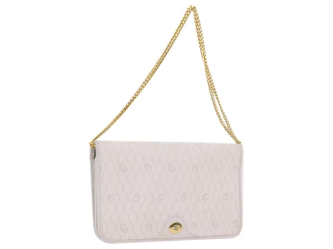 Christian Dior Honeycomb Canvas Chain Shoulder Bag White Auth bs10474  ref.1170353
