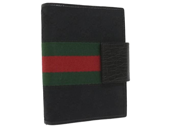 GUCCI GG Canvas Web Sherry Line Day Planner Cover Noir Rouge Vert Auth am5263  ref.1170371