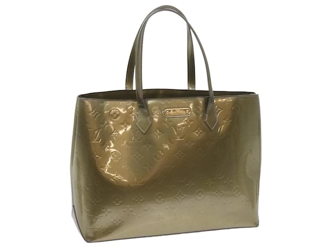 LOUIS VUITTON Vernis Wilshire MM Hand Bag Gris Art Deco M91648 LV Auth bs10298 Patent leather  ref.1170372