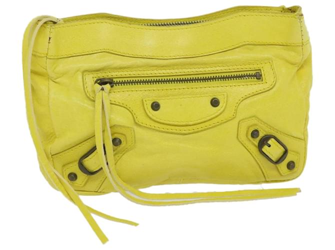 BALENCIAGA Pouch Leather Yellow 110481 Auth hk944  ref.1170399