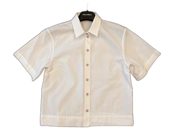 Camisa Corta Dolce & Gabbana de Popelín de Algodón Blanco