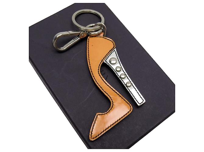 Prada Taschenanhänger Orange Leder  ref.1170659