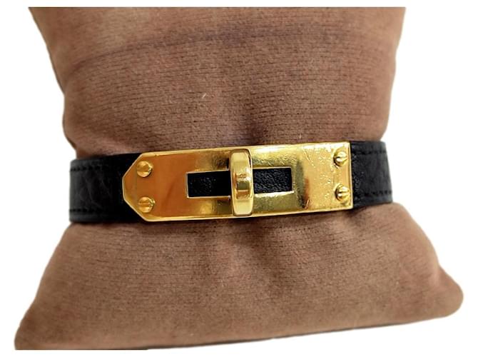 Kelly Hermès Bracelets Black Leather Metal  ref.1170703