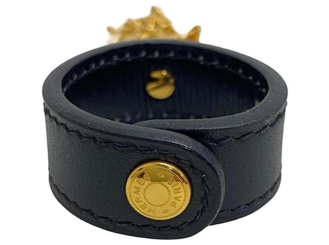 Ring Hermès Hermes Black Leather  ref.1170900