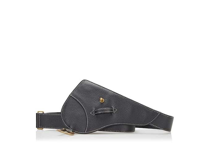 Black Dior Leather Saddle Belt  ref.1171033