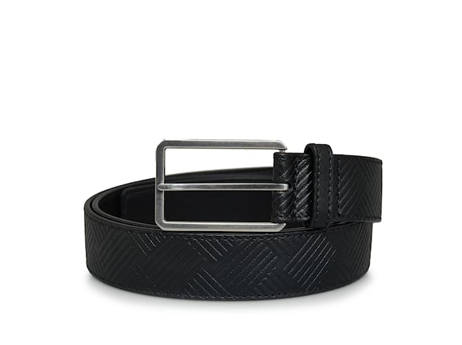 Black Bottega Veneta Embossed Leather Belt IT 38  ref.1171036