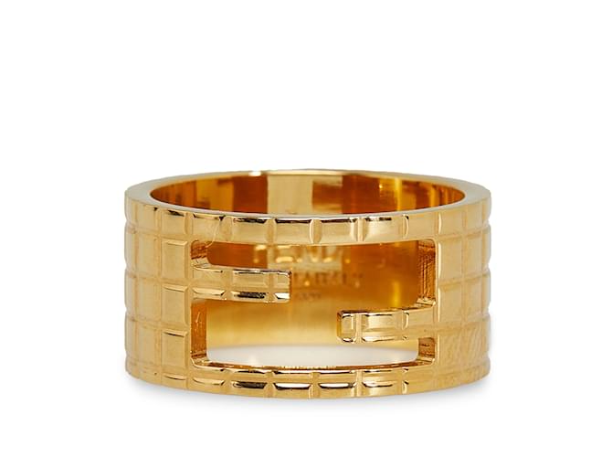 Gold Fendi Cut-Out Gold Tone Logo Ring Golden Metal  ref.1171043