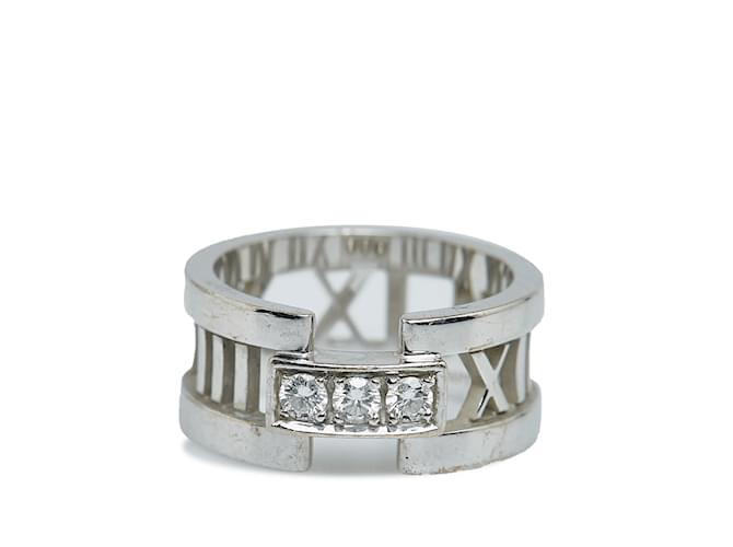 Tiffany & Co Anello in argento con diamanti Tiffany Atlas Oro bianco  ref.1171046