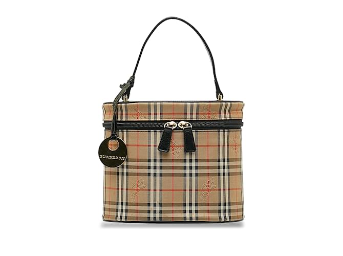 Tan Burberry Haymarket Check Vanity Bag Camel Leather  ref.1171060