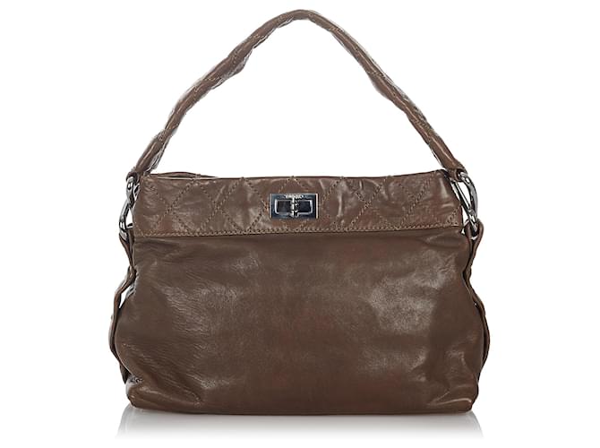 Brown Chanel Wild Stitch Lambskin Leather Shoulder Bag  ref.1171065