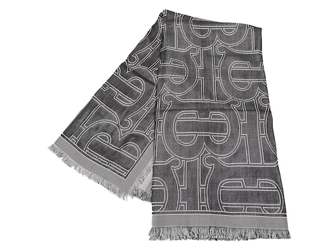 Gray Burberry TB Silk and Wool Scarf Scarves  ref.1171090