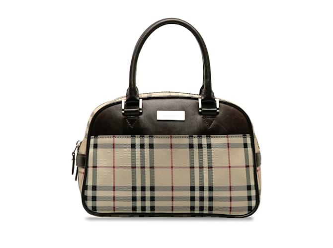 Beige Burberry House Check Handbag Leather  ref.1171092