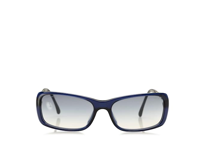 Blue Chanel Round Tinted Sunglasses  ref.1171093