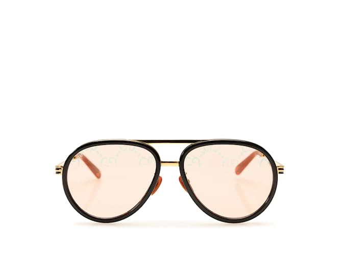 Óculos de sol redondos coloridos Gucci marrom  ref.1171096