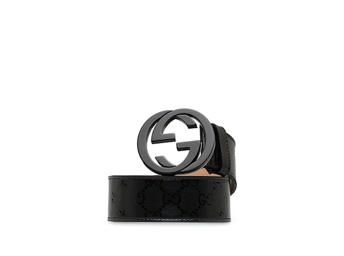 Black Gucci Interlocking G Belt IT 38 Leather  ref.1171142
