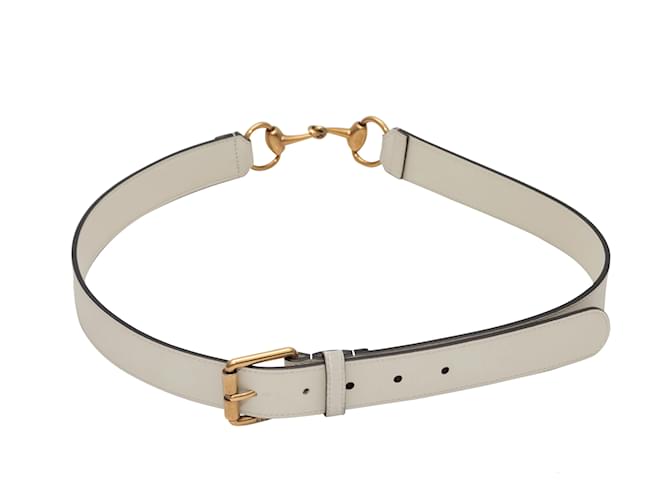 White Gucci Horsebit Belt IT 38 Leather  ref.1171145