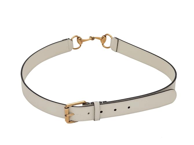 Ceinture à mors Gucci blanche IT 38 Cuir  ref.1171145